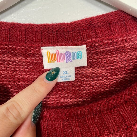 Lularoe Women XL Maroon Red Heathered Harper Sweater Knit Long Sleeve Stretch - Picture 5 of 9